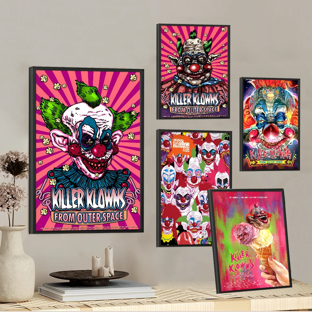 Killer Klowns from Outer Space Self-adhesive Art Poster Whitepaper Sticker DIY Room Bar Cafe Wall Decor