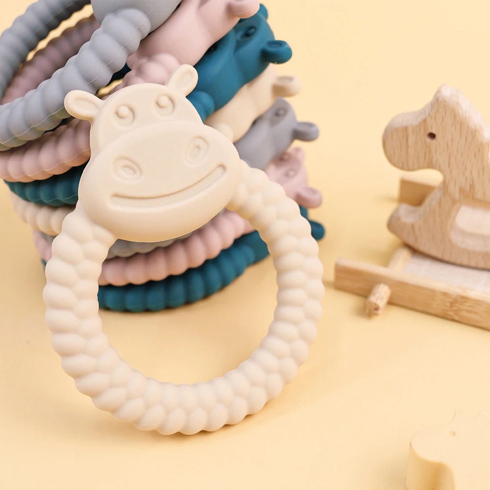 

1PC Baby Teether Cute Hippopotamus Baby Toy Food Grade Safe Silicone Teether Toy Teething Set Infant Chewing Toy Teething Set