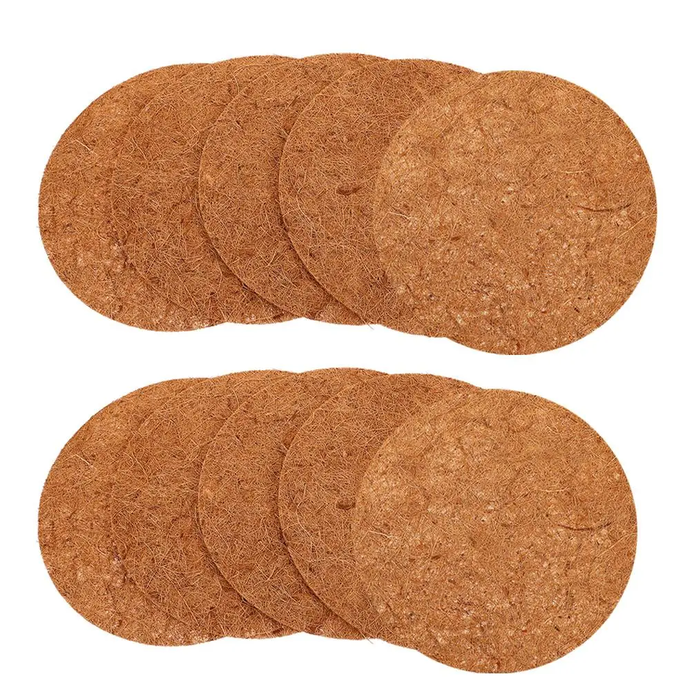 

10 Pcs Coconut Palm Mat Round Pigeon Nest Mats Bird Silk Nesting Pads Thicken