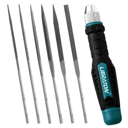 Libraton Set di 6 lime ad ago intercambiabili, piccole lime, mini lime, lime in legno, set di lime in metallo, lime in acciaio con manico