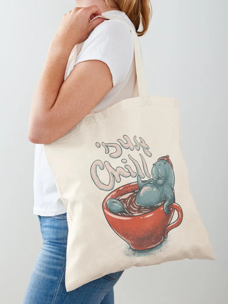 

Manatee Chilling in a Tea Cup - Just Chill Coffee Mug Dugong Mana Tea Manatee County Tote Bag woman shopping bag tote bag canvas