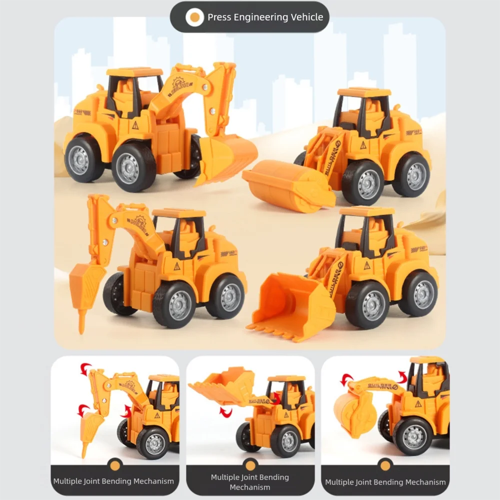 Nieuwe Plastic Techniek Voertuig Model Druk Glijden Simulatie Model Graafmachine Bulldozer Speelgoed
