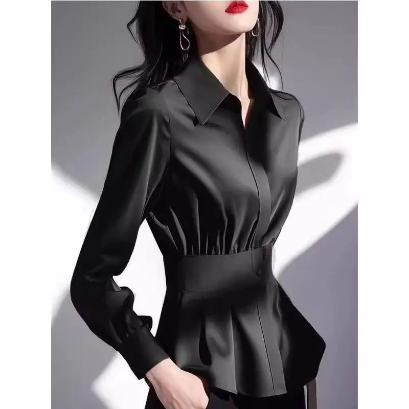 

Женская рубашка 2025 года, модная весенне-осенняя новая шикарная высококачественная свободная милая рубашка с длинными рукавами, женские повседневные блузки, женские топы