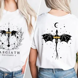 Basgiath War College T-shirt Double-side Print Fourth Wing Tshirt Dragon Rider Dark Academia T Shirt Cotton Short Sleeve Tops