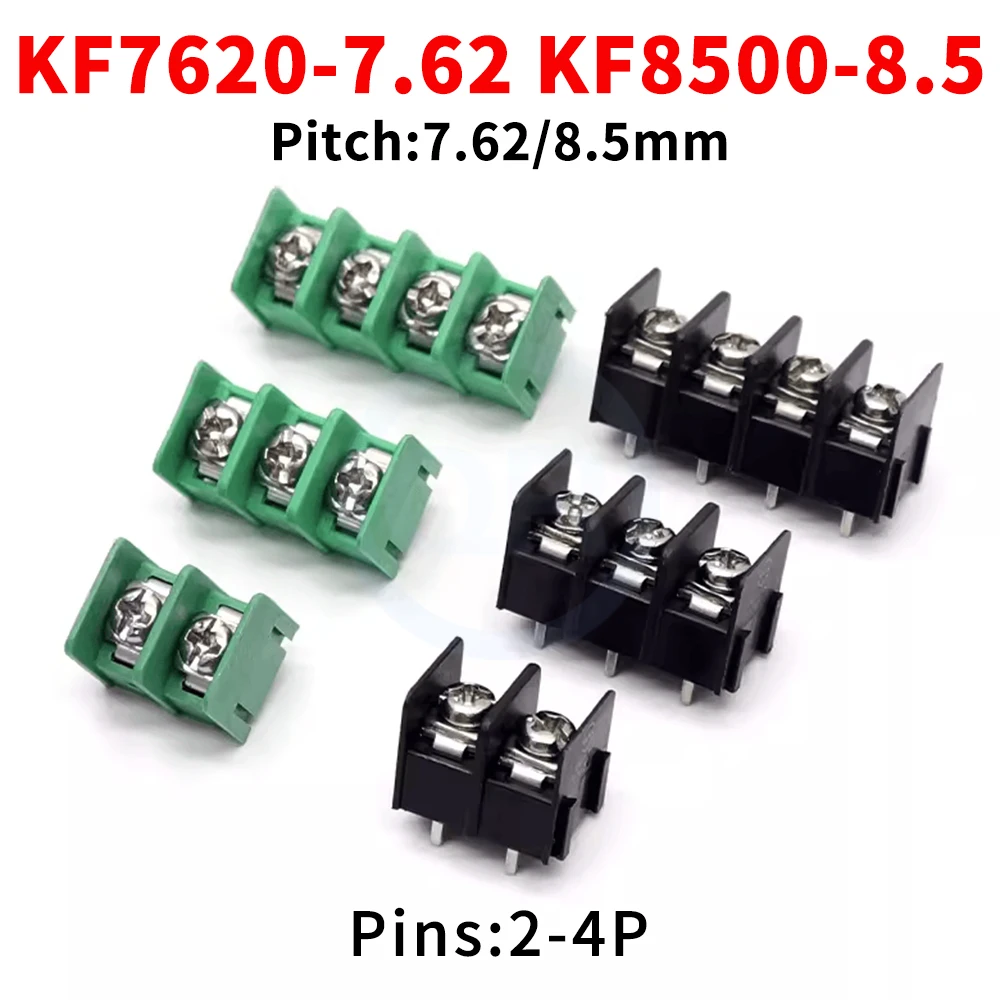 (20 PCS) KF7620 - 7.62 KF8500 - 8.5 Wiring Terminal Barrier Type Black / Green 7.62mm / 8.5mm Pitch Power Holder Splicable Pin