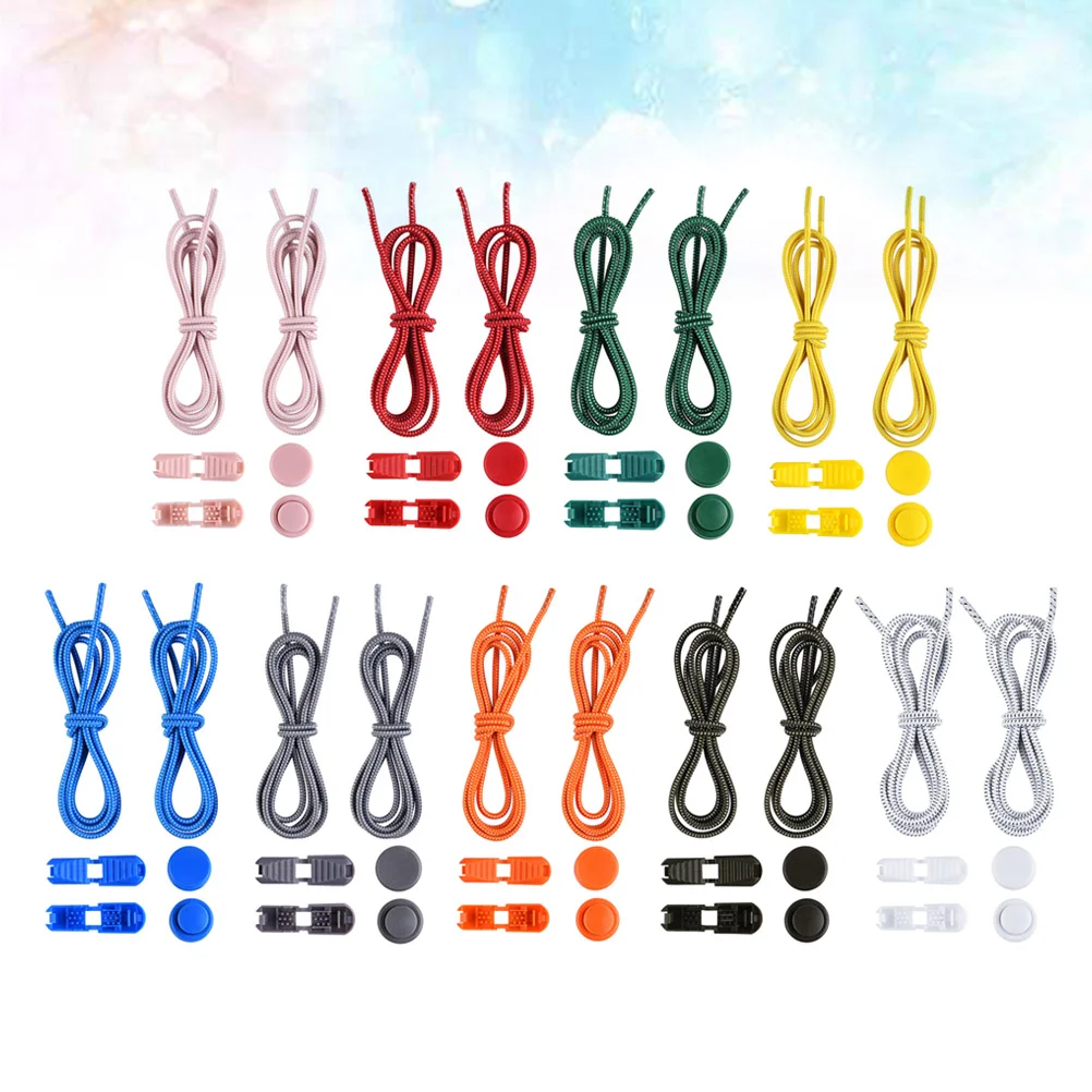 

9 Pairs Fast Tie Shoelaces Shoes Ties Free System Elastic Tieless with Lock Device Child