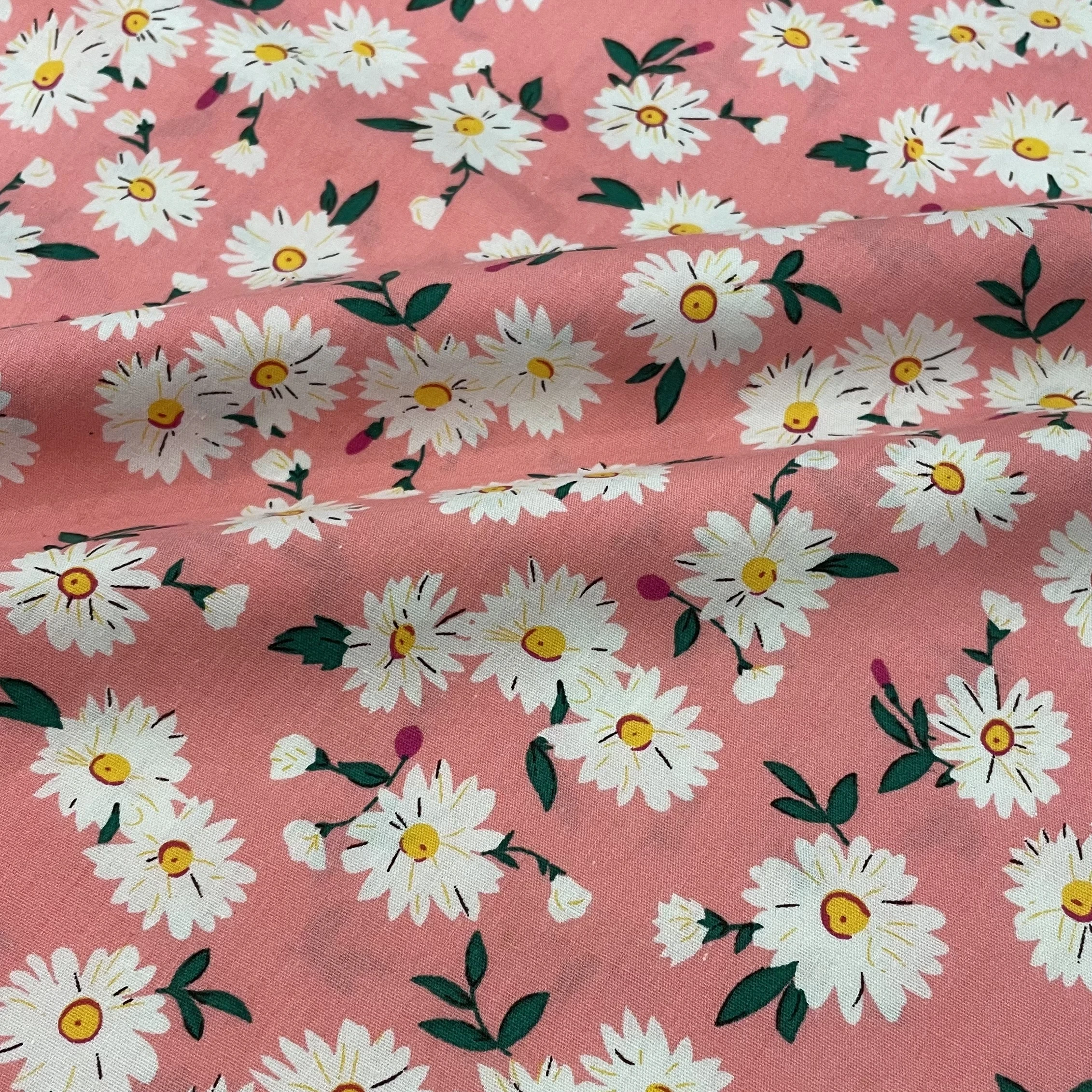 Daisy Flowers and Plants 100% Cotton 40S Like Liberty Fabric Digital Printed For Sewing Cloth Dress Skirt Kids Designer Poplin