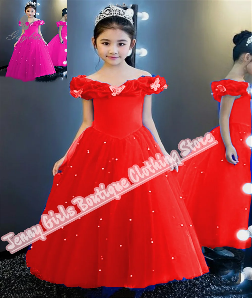 

Elegance Princess Prom Red V-Neck A Line Dress 2025 First Sacrament Birthday Pageant Celebration Guest Dress