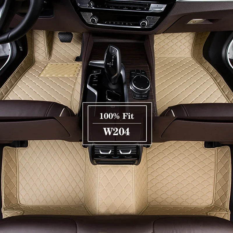 

Quality Custom Leather Car Floor Mats For Mercedes W204 2008-2016 Auto Carpet Rugs Foot Pads Parts Interior Details Accessories