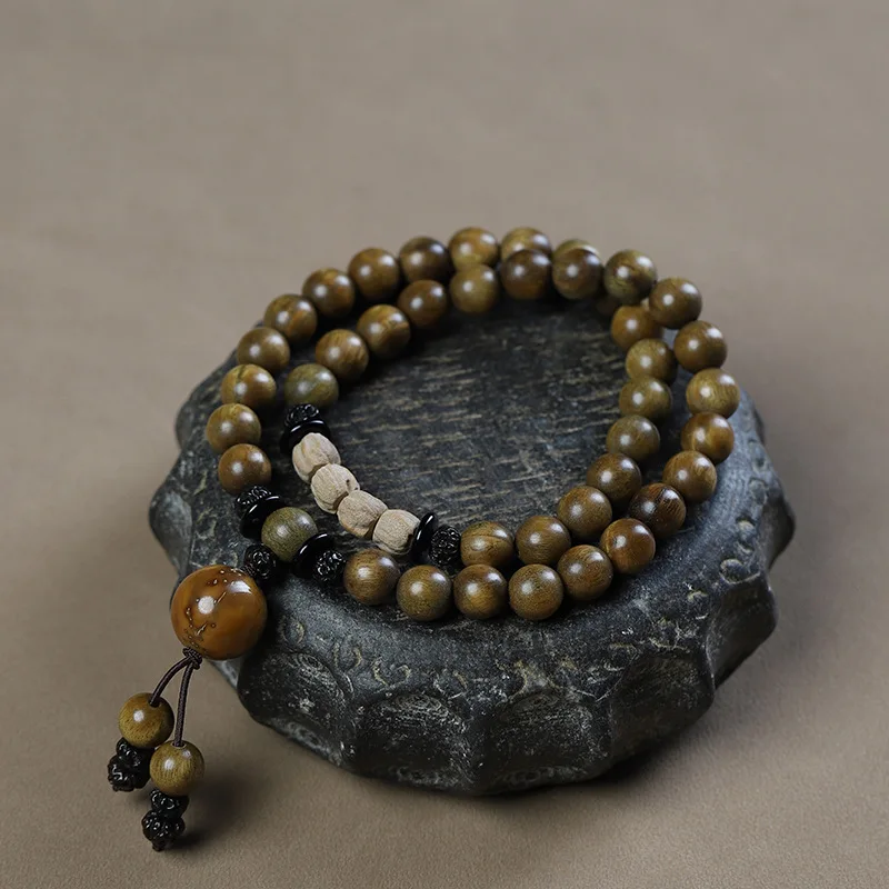 UMQ Argentina Green Sandalwood Old Materials Double Circle Beads Bracelet Women's Passion Fruit Seed Bodhi Zi Jin Shu Amusement