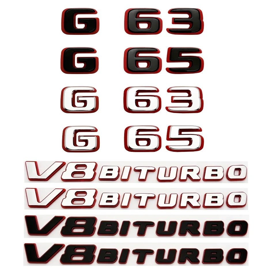 2024 New style Two tone Letters Numbers G63 G65 V8 BITURBO Emblem for Mercedes Benz AMG W464 Car Trunk Nameplate Logo Sticker