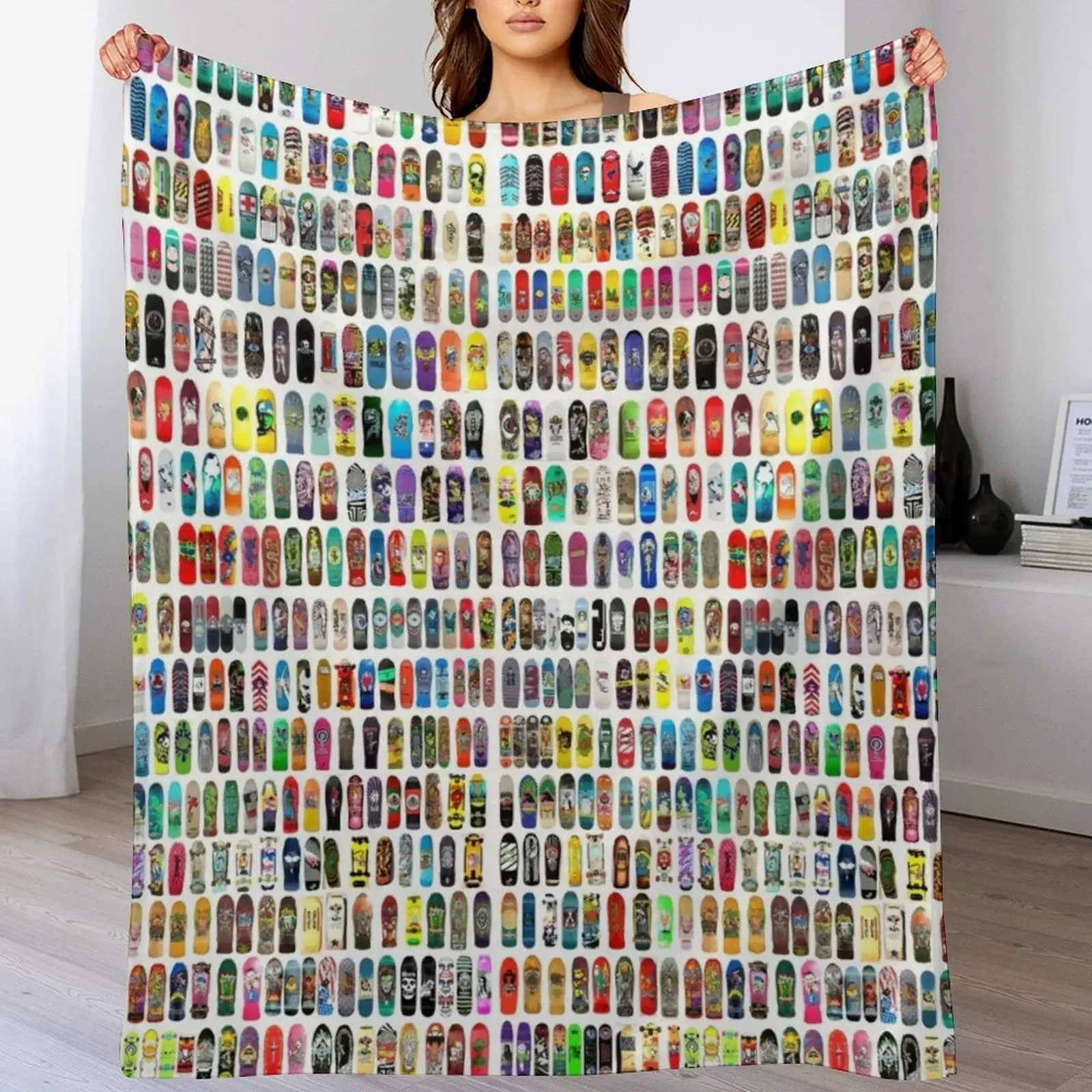 vintage skateboard print Throw Blanket Modern Design Soft Blanket for Home Decor
