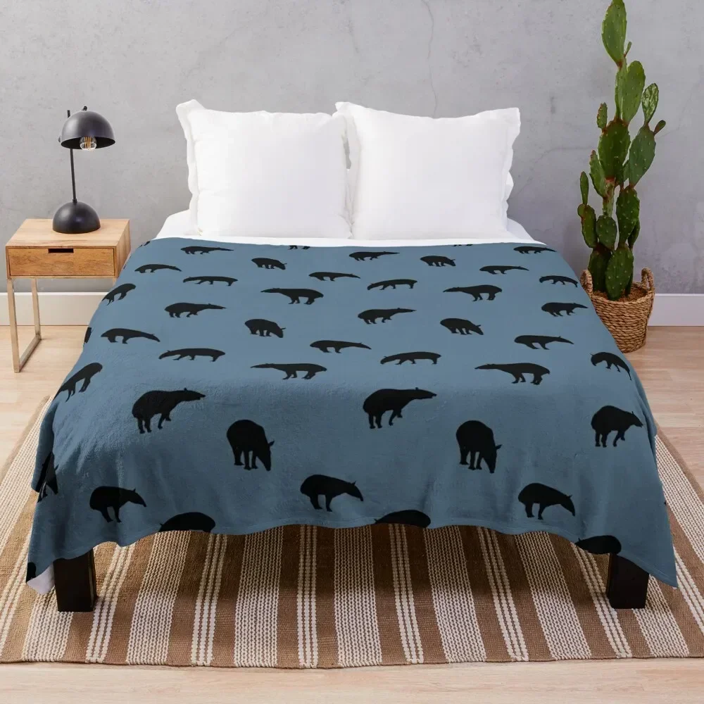 Tapir Silhouettes Pattern World-Tapir-Day Throw Blanket wednesday Decorative Sofa Blankets