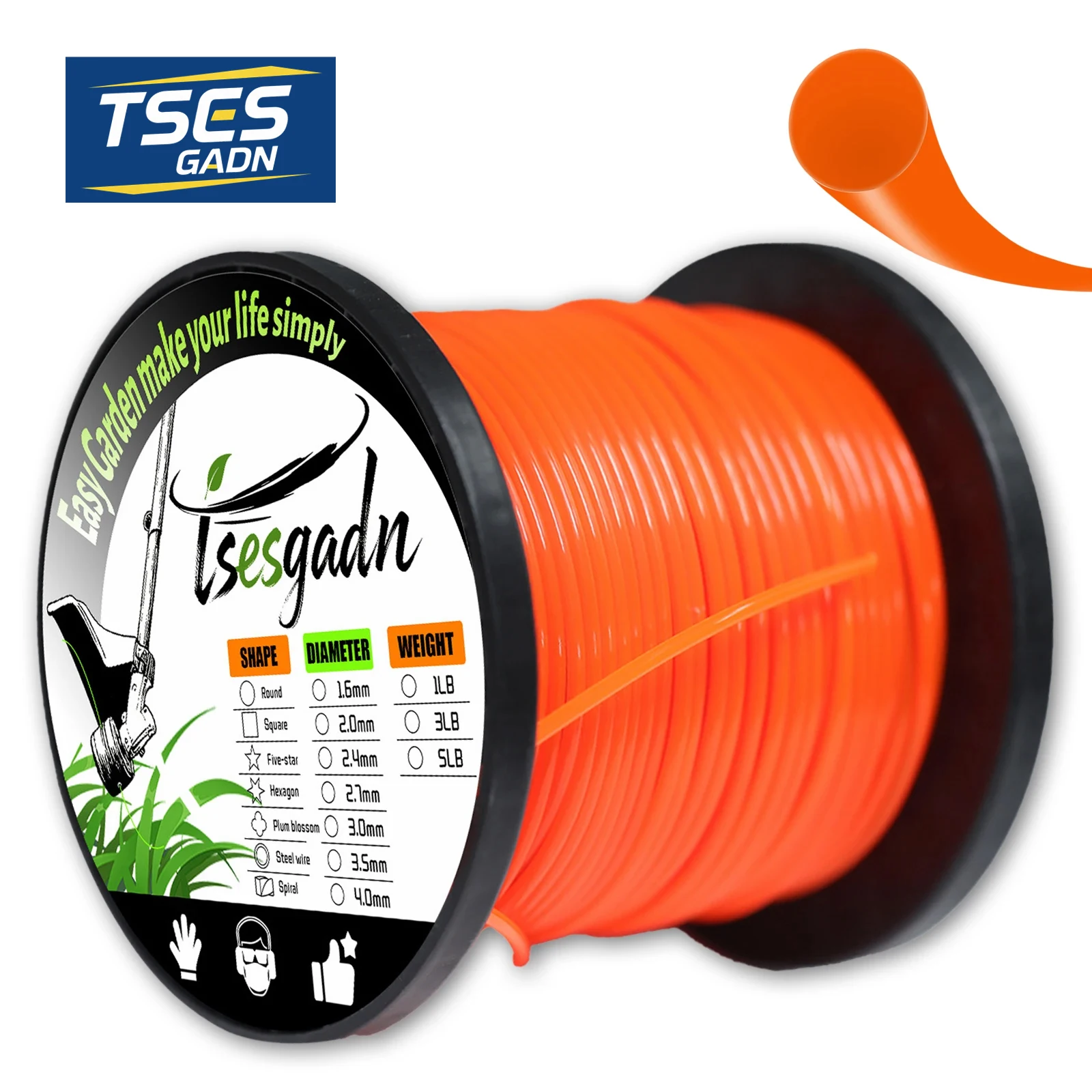 

Леска для триммера TSES 1LB, сверхпрочная, 2.4-4.0 мм, для кусторезов и триммеров, рулон, замена для режущих инструментов