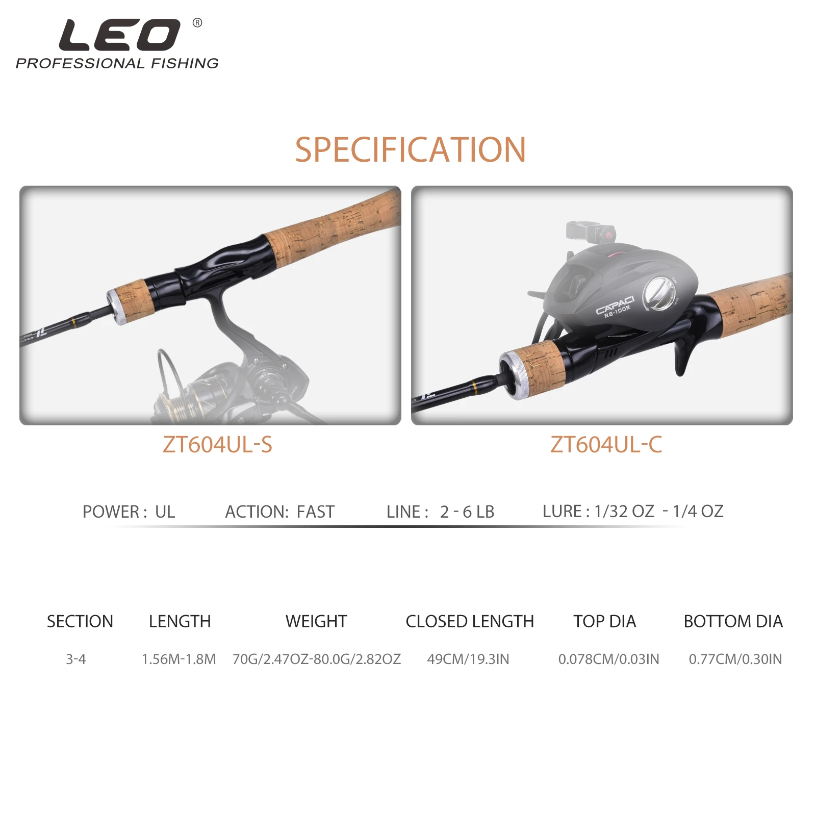 Imagem -03 - Leofishing-vara de Pesca Ultra Leve de Carbono Isca de Pesca Spinning Casting Isca Rápida ul Acessório de Pesca 156 m e 18 m 523 604