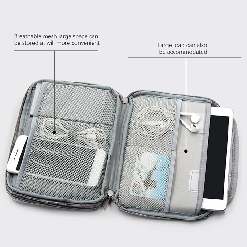 BOONA Bolsa de almacenamiento multifuncional portátil impermeable para Ipad Mini, caja de disco duro, Cable de auriculares, Cable de datos, teléfono