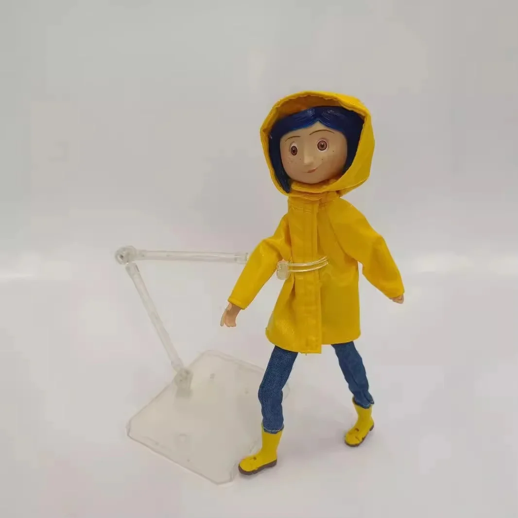 Coraline The Secret Door Figure Neca Anime Figure Caroline Figures Raincoat Pvc 7 Inche Statue Model Doll Desk Ornament Toy Gift