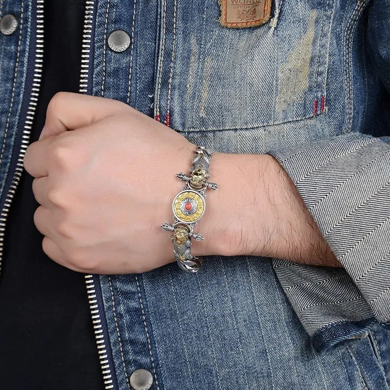 Fashion Pixiu Bracelet with Rotatable Center, Six Syllable Mantra Chain, Personalized Lucky Jewelry