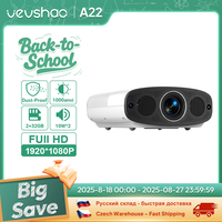 VEVSHAO A22 Full HD 1080P Projector 4K 1000ANSI Android WiFi Auto Focus 10W*2 Home Theater Projector for Office Meeting Video