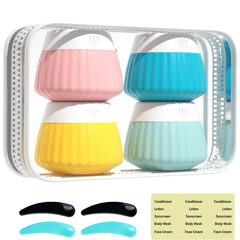 4 قطعة 40 مللي سيليكون زجاجات السفر اكسسوارات المحمولة BPA الحرة مانعة للتسرب للعصر حجم الحاويات مجموعات أساسيات السفر