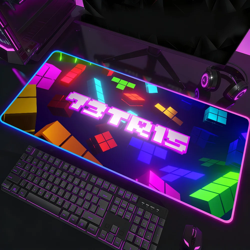 

Game T-TETRIS Mouse Pad Waterproof RGB LED Light Colorful Game Keyboard Non-slip Cover Desk-mat Surface