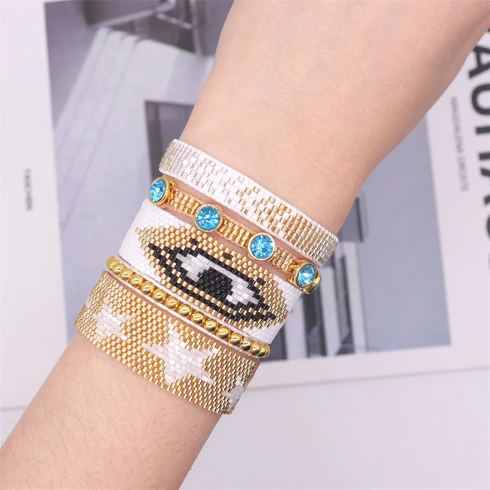 ZHONGVI Miyuki Bracelets For Women Shiny Star Bracelet Hematite Beaded Jewelry Tassel Pulsera mujer Moda Woven Jewellery