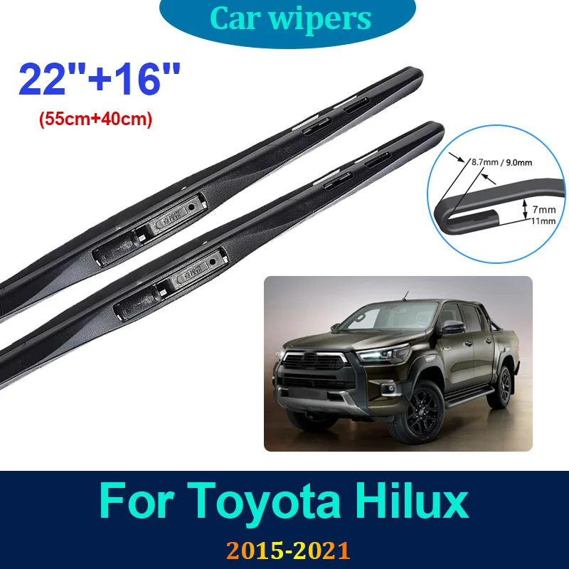 

Для Toyota Hilux 2015 2016 2017 2018 ~ 2021 резиновые стеклоочистители с плоскими щетками стеклоочистителя передняя щетка для чистки окон автомобильные аксессуары