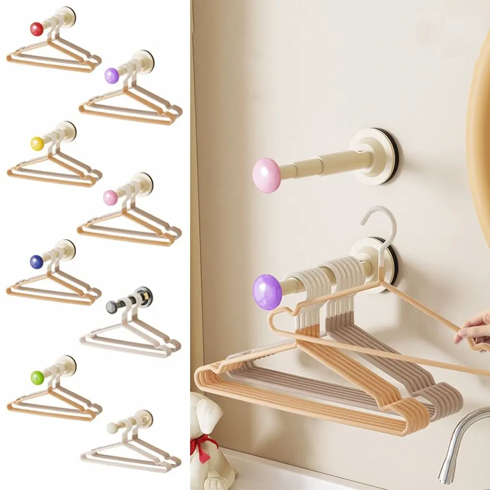 

Retractable Clothes Hanger Storage Rack Suction Cup Scalable Suction Cup Telescopic Hanger Adjustable No-Drill