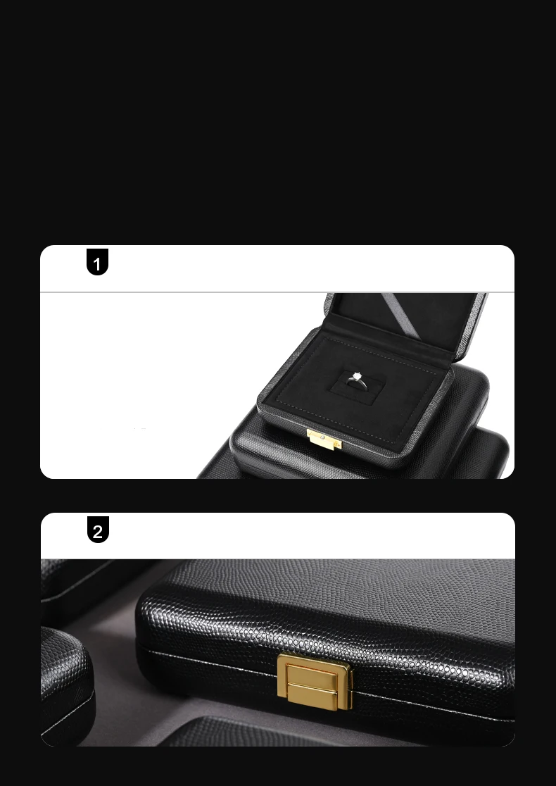 Oirlv Black Jewelry Organiser Boxes PU Leather Ring Earring Jewelry Set Box Jewel cases of precious metal Storage Box Gifts Box