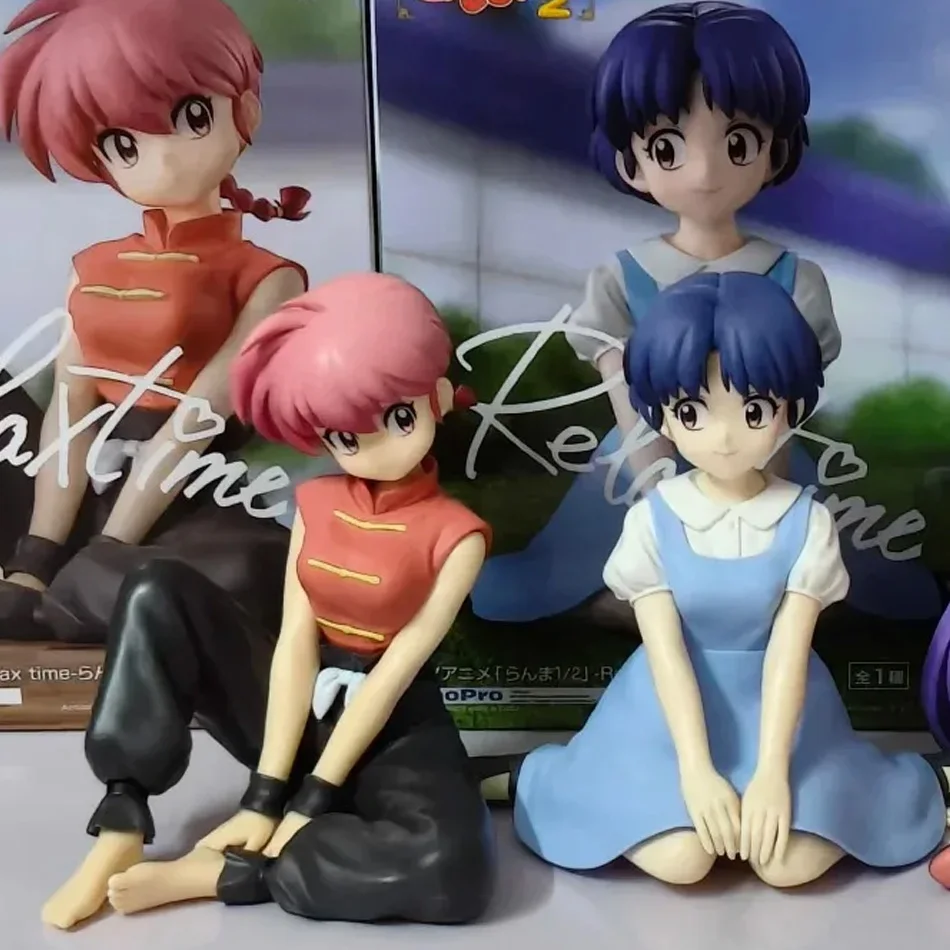2 Piezas Originales de BANDAINAMCO BANPRESTO, Ranma 1/2 Relax Time Shampoo, Tendou Akane Ranma, Figura de PVC, Modelo Coleccionable, Juguetes