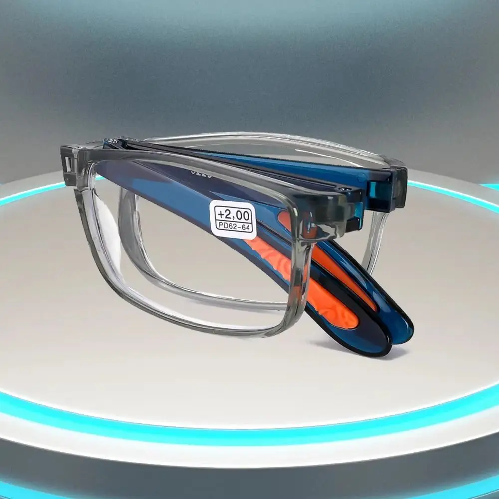

Vintage PC Reading Glasses Blue+Grey Square Frame Ultra Light Frame Vision Care Men Women