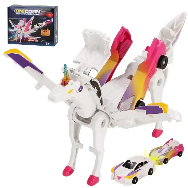 

Transform car toys into magical flying horses unicorns Car-Robot Automatic Deformation Magnetic Connections cars kids 2Pcs set