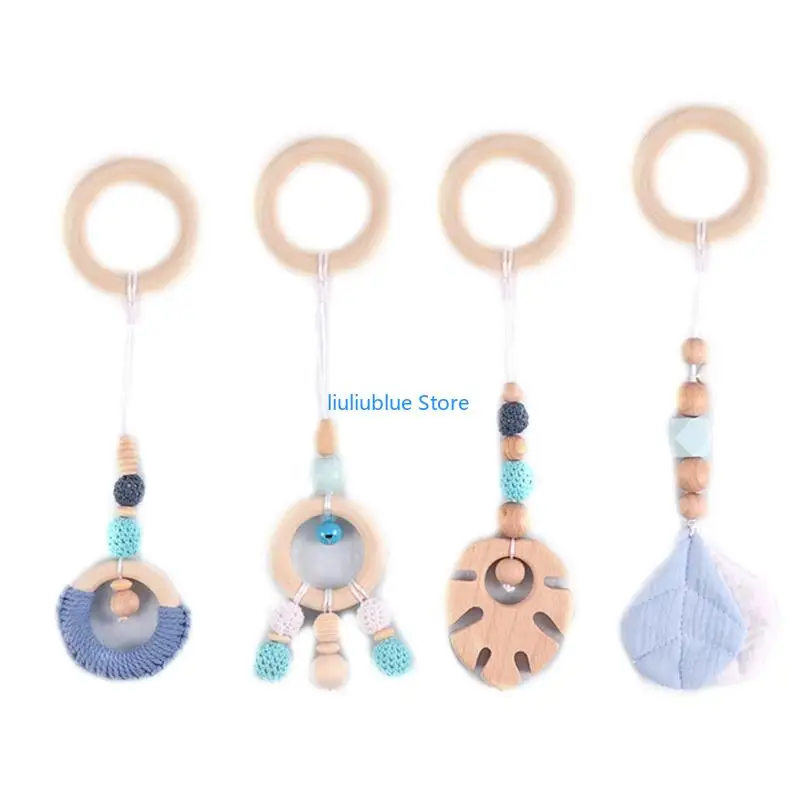 4x cuentas madera para bebés, juguetes hojas, juguetes para niños recién nacidos, gimnasio para jugar, estante, adorno