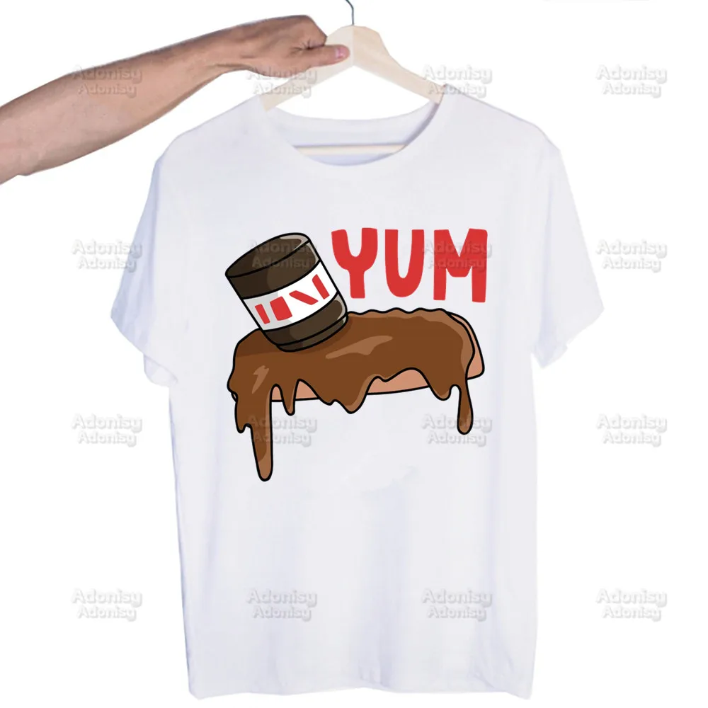 Nutella Kawaii T Shirt Men Retro Washed Tops Tees Harajuku Graphic Cute Cartoon Peanut Butter Streetwear Hip Hop Male T-shirts