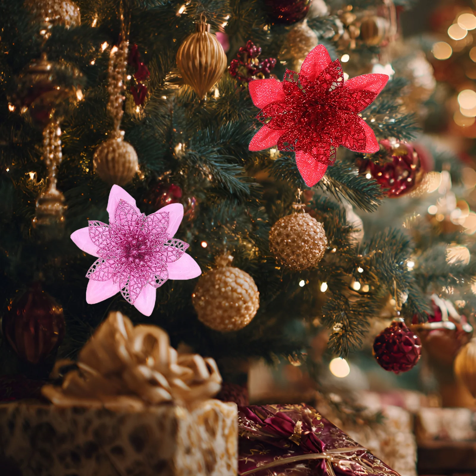 

20Pcs Artificial Christmas Flowers Decoration Realistic Xmas Tree Ornaments for Wreath Room Decor Holiday Floral Accents