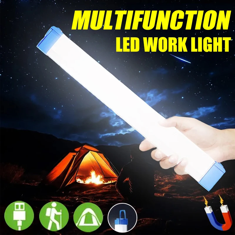 USB Charging Camping Lamp Tube LED Emergency Light Strong Magnetic Portable Lighting Outdoor Tent Hook Small Night Light