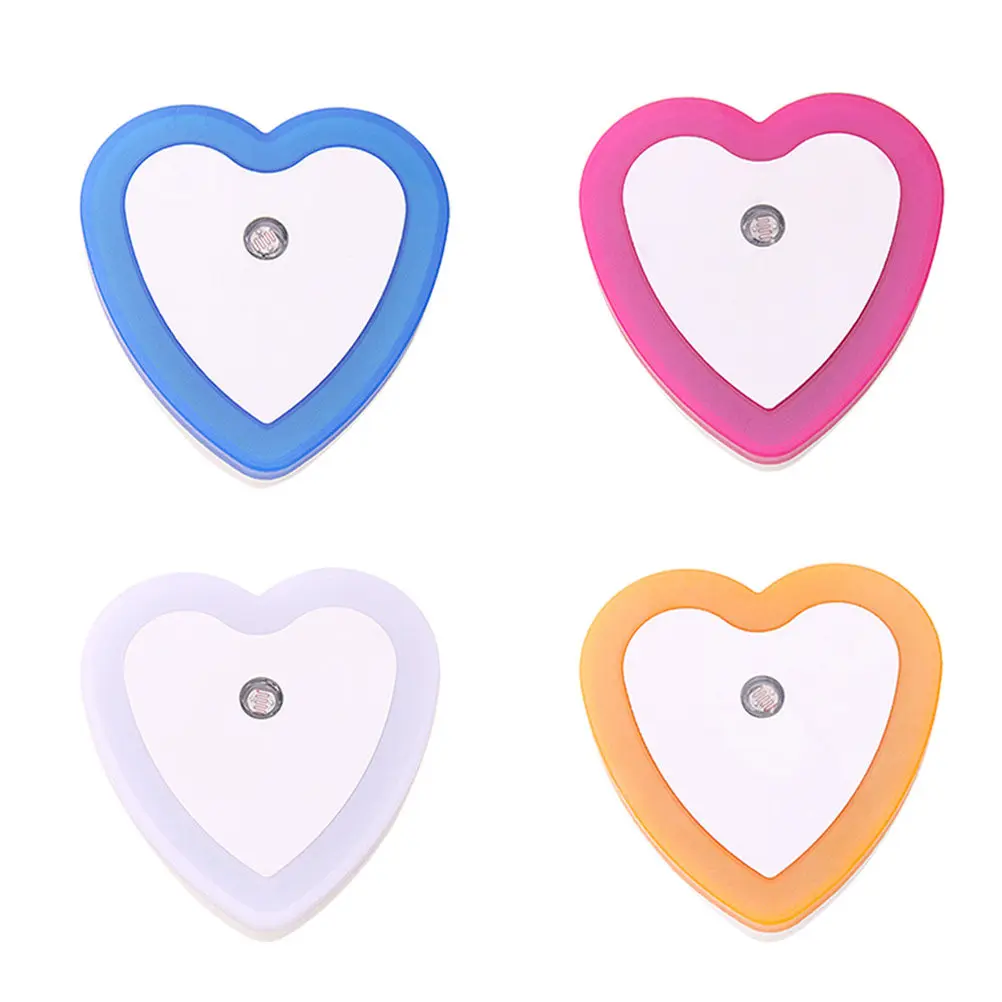 

4Pcs LED Heart Night Light Plug in Wall Lamp Cozy Bedside Light for Bedroom Hallway Room Us Plug Mixed Colors