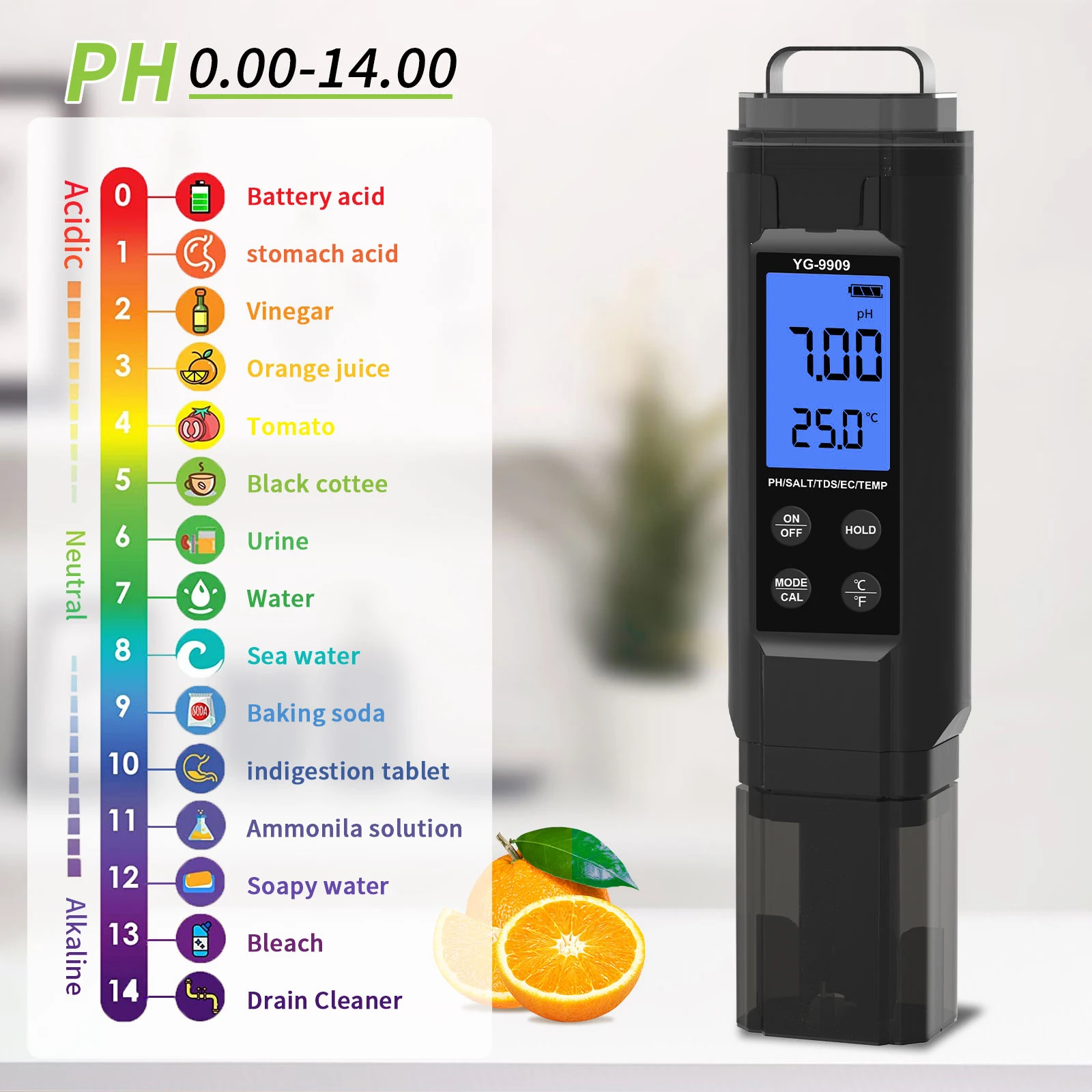 5 in 1 Salinity TDS EC ppm PH Meter 0.01 Resolution High Accuracy Salt Water Quality Tester for Aquariums Hydroponic Aquaculture