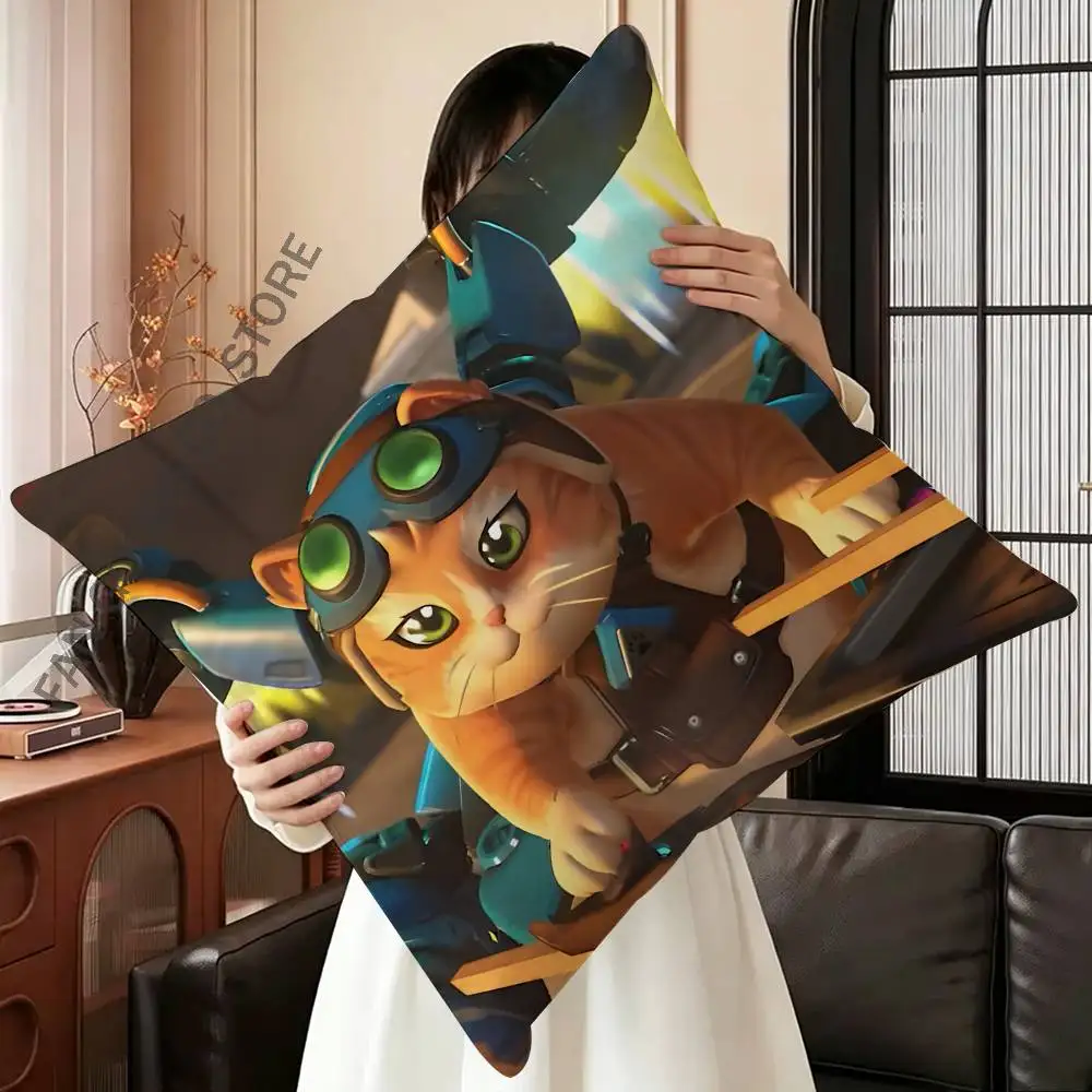 

O-Overwatch J-Jetpack cat Printed Pillow Cover Cushion Case Simple Sofa Pillow Case No Pillow Core