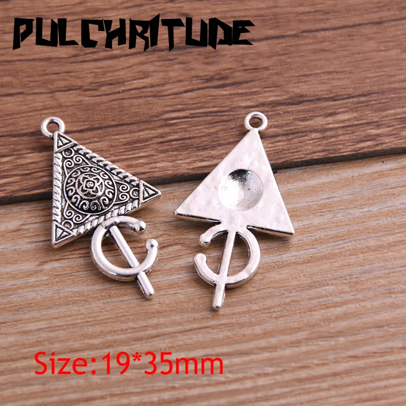 6PCS 2 Size Metal Alloy Two Color  Geometry Triangle Charms Pendants for Jewelry Making DIY Handmade Craft