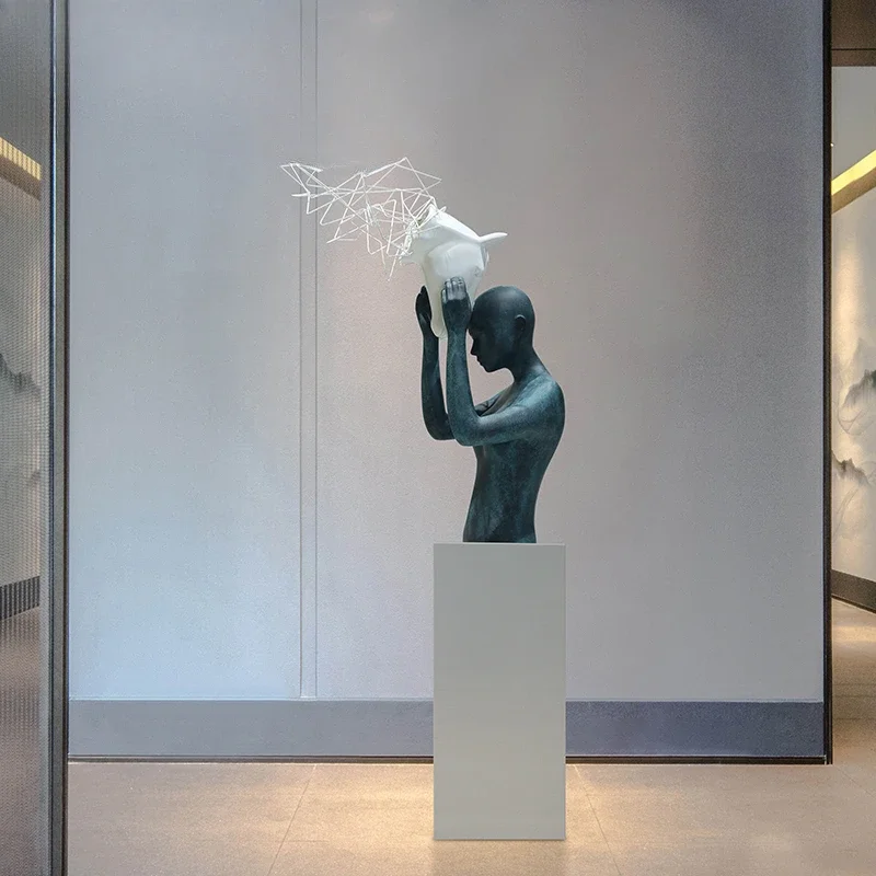 

Hotel lobby figure sculpture ornament sales office office area exhibition hall artwork large creative horse head decoration