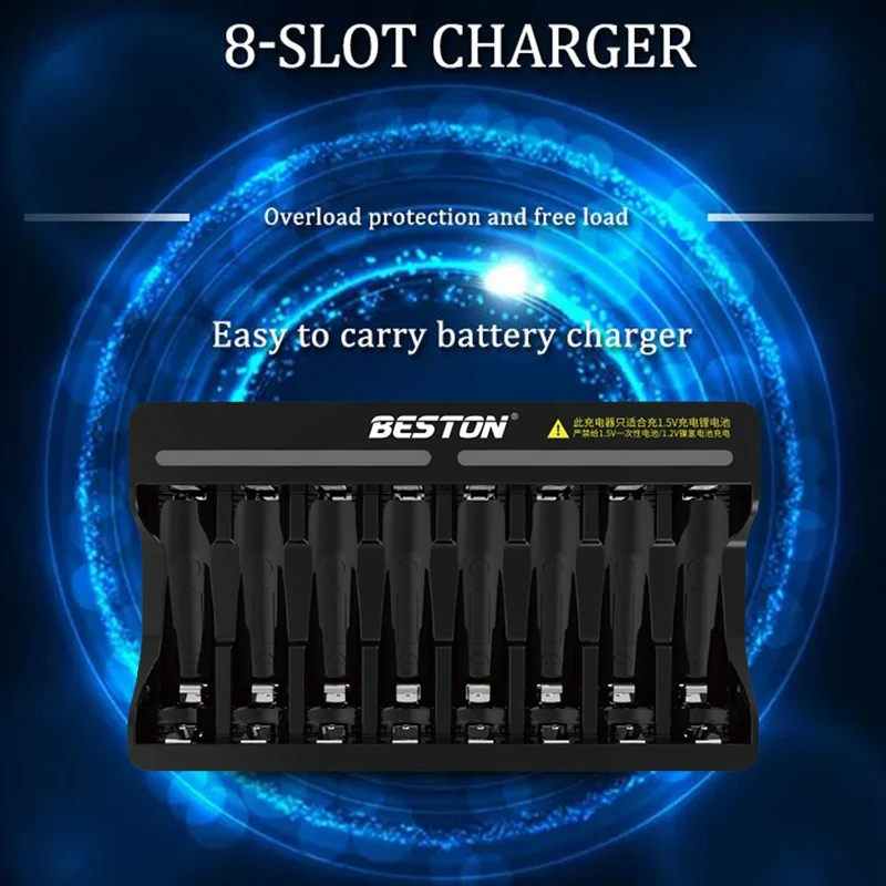 N36R_TM Beston 8 Slot Fast Smart Lithium Battery Charger for 1.5V AA AAA