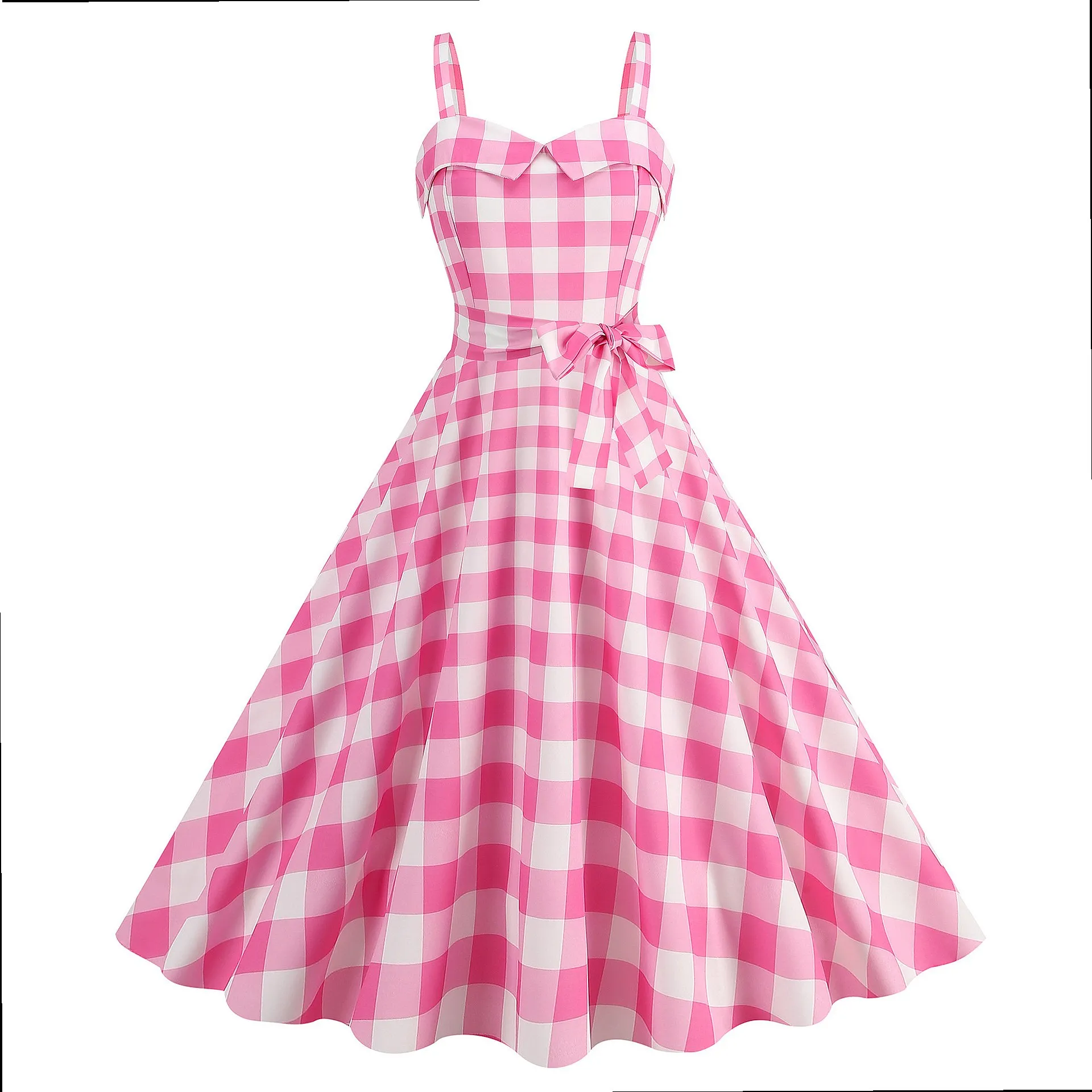 Spaghetti Strap Polka Dot Print Retro Swing Dress, Women's Vintage Evening Dress, Party Jumpsuit Playsuit Overall