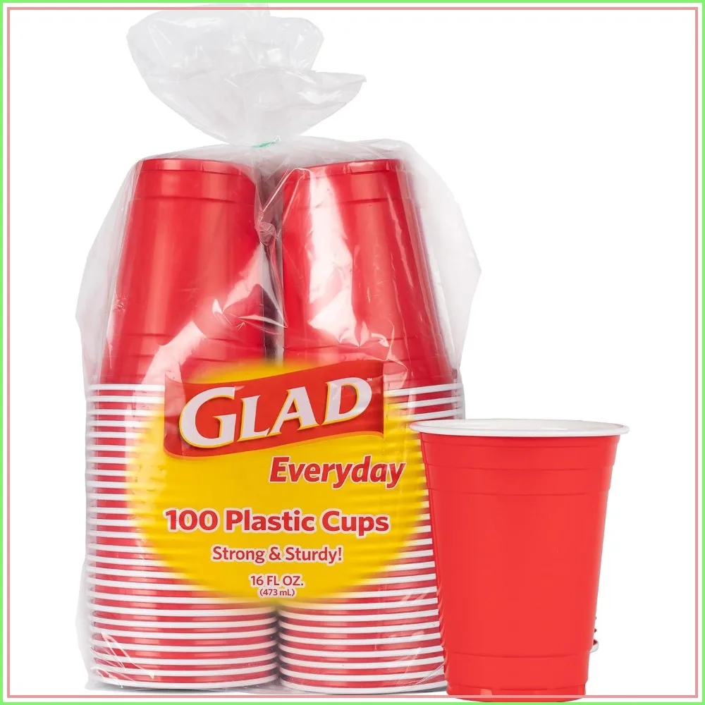 16oz Red Plastic Party Cups - 100 Pack Heavy Duty Disposable Cups for Parties, Holidays, Graduation, Thanksgiving