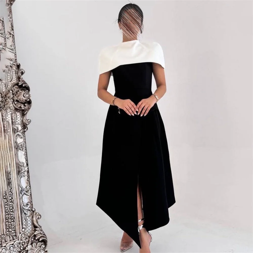 ROYET Classic O Neck Short Sleeve Formal Evening Dress Ankle Length Simple Elegant Simple Summer Prom Gown For Woman New 2024