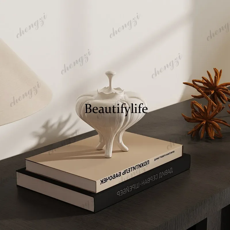 A4567High-end ceramic three-legged incense burner melon petal shape aromatherapy burner tea room light luxury decoration ornamen