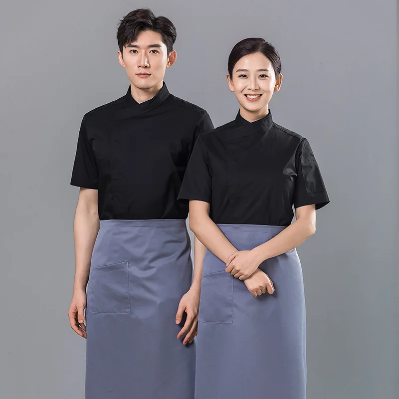 Men's Kitchen Overalls behind the Restaurant Baking Women's Summer Short Sleeve Chef Uniform Short Sleeve Breathable Hotel Sprin