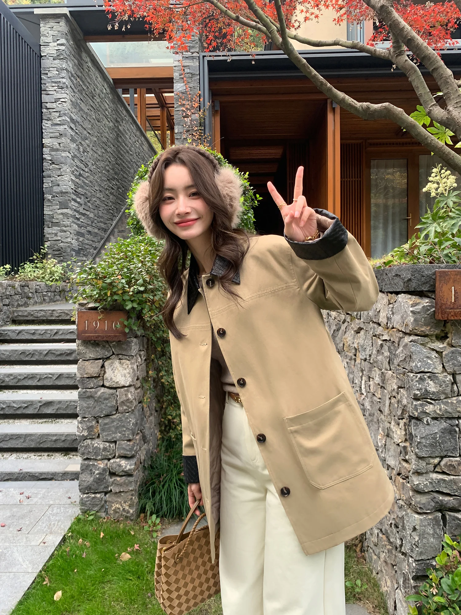 

Pusumede Nordic Harbor Vintage Barn Sle Women's Loose Long Coat Cotton Blend Busin Casual Mid-Length Windbreaker