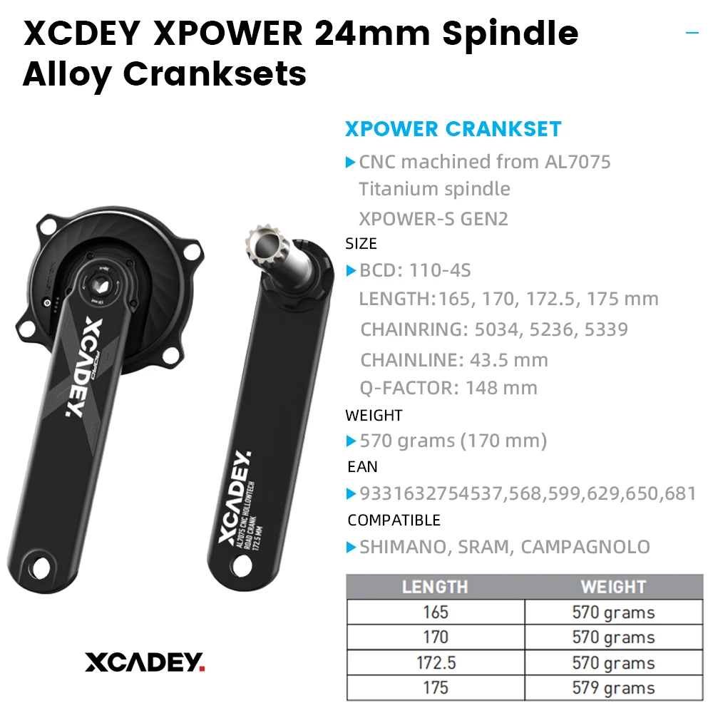 XCADEY-PowerMeter à base d'araignée pour vélo de route VTT, compatible avec Shiman, SRAM, ROTOR, RaceFce, Eastn, manivelle, plateau, commencerBCD, 110BCD