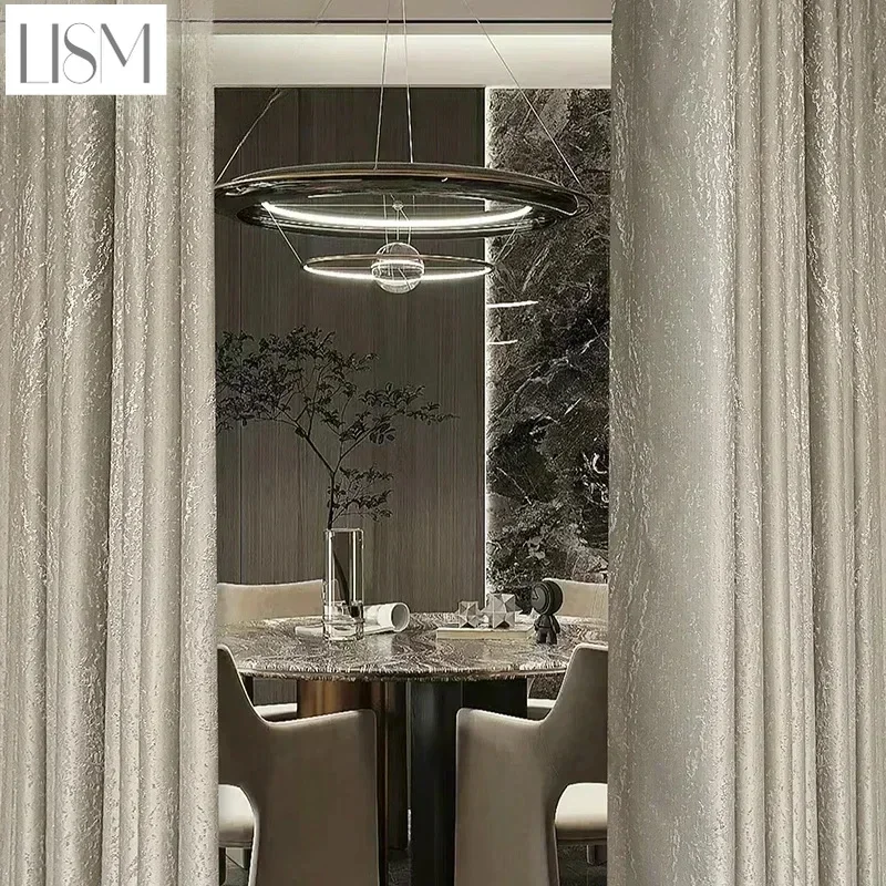 

Modern Luxury Curtain For Living Room High-precision Imitation Silk Gold Jacquard Satin Pearlescent Texture High-end Curtains